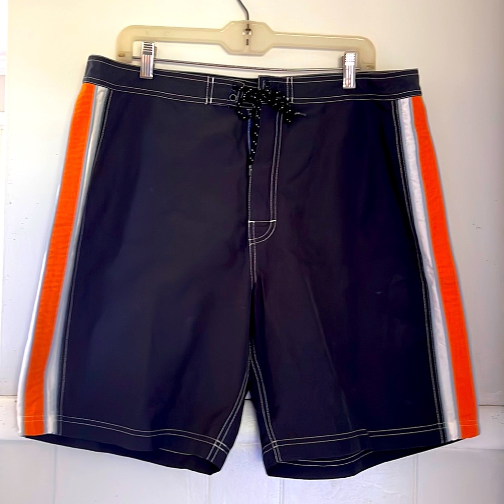 J.Crew navy blue orange trimmed swim shorts
